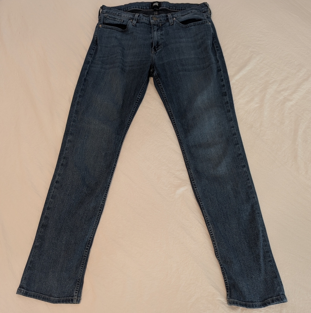 Paige Men's Normandie Jeans Straight Stretch Sz 34 X 33 Med/Dark Wash Designer - Picture 11 of 15